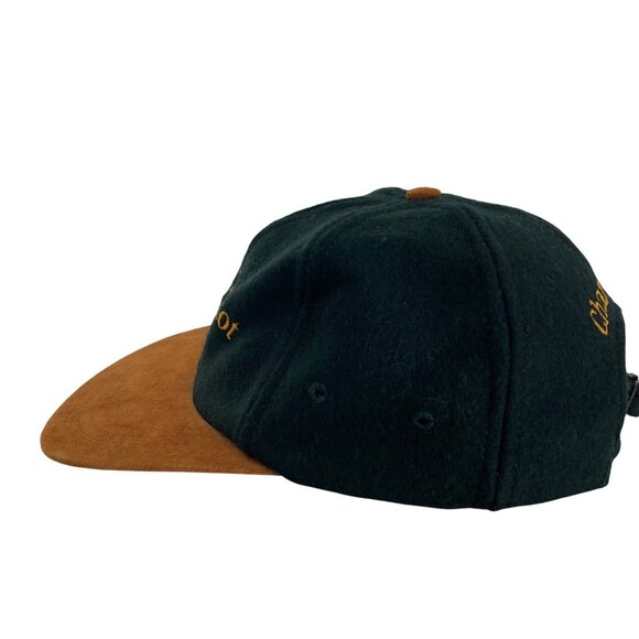 Vintage Veuve Clicquot Champagne Wool Suede Strapback Hat Black Brown - Picture 8 of 8